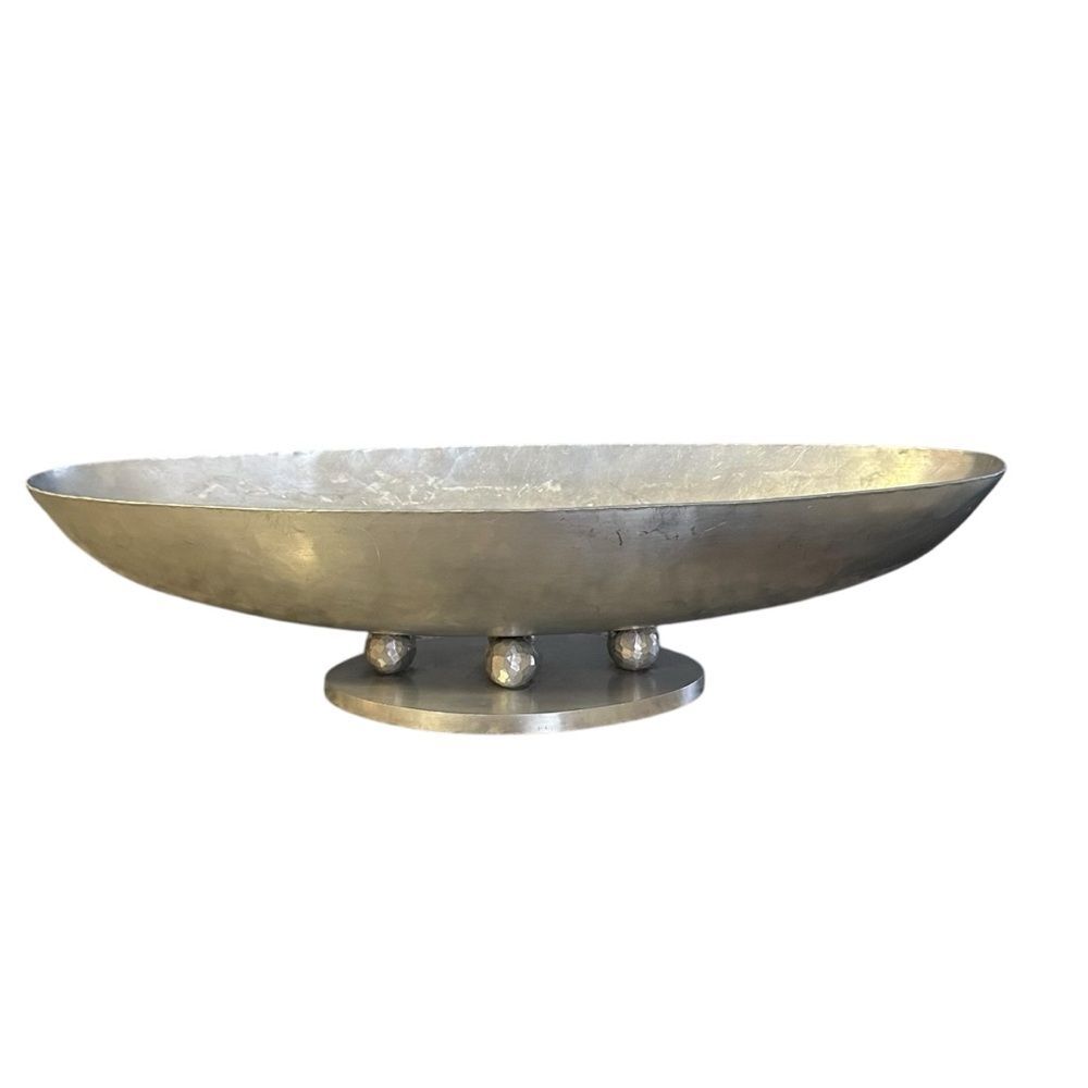 Palmer Smith Art Deco Machine Age Centerpiece Footed Bowl Hammered Aluminum